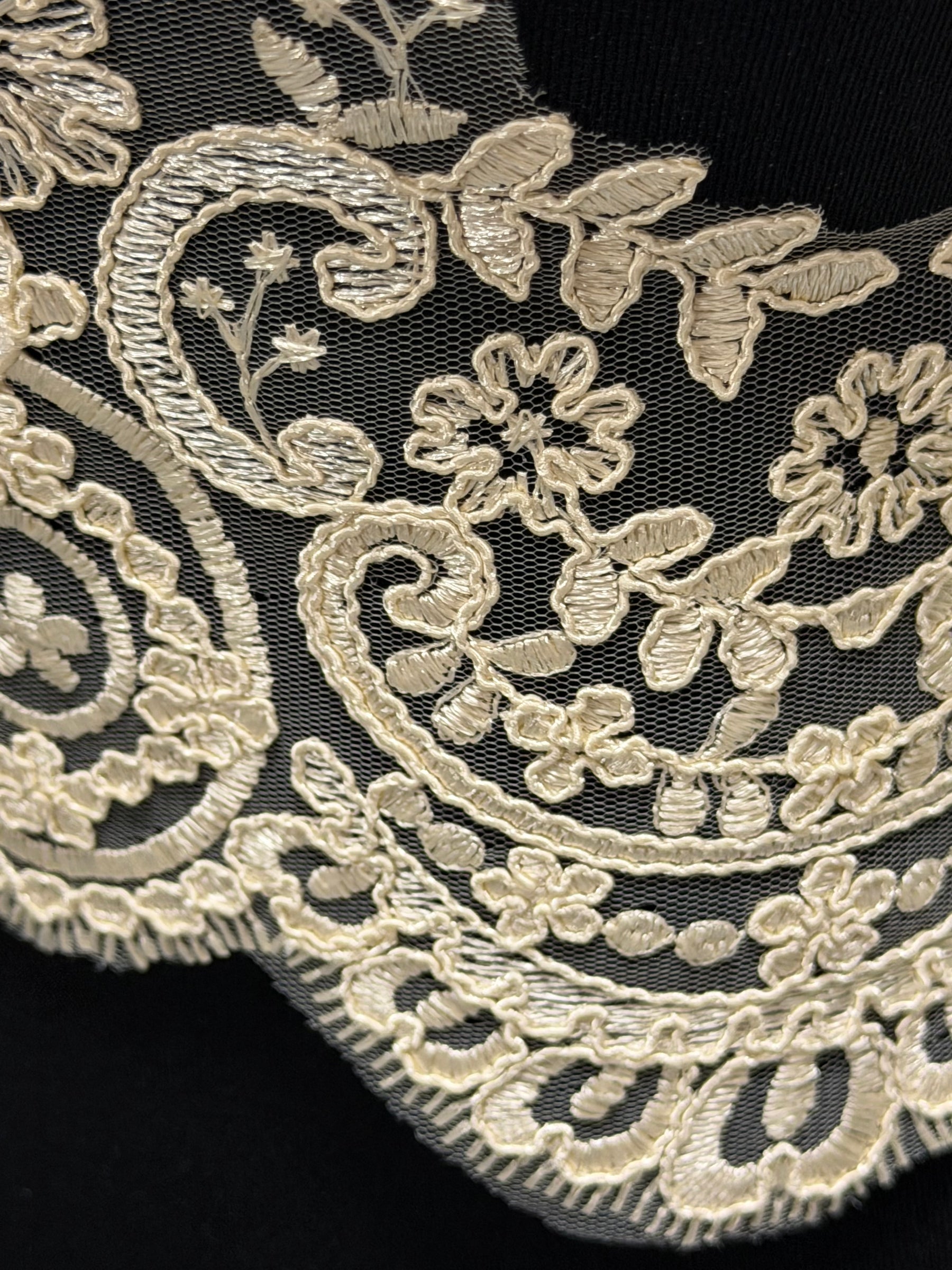 Galon de dentelle cordonnée couleur champagne - T623