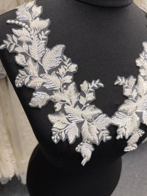 Appliques en dentelle perlée ivoire - MT4009