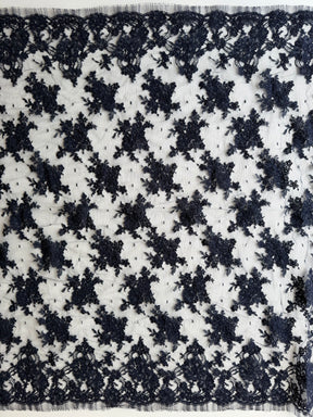 Dentelle de Chantilly à Cordonnet Bleu Marine - P237