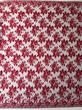 Dentelle Chantilly Rouge sur Violette - P188