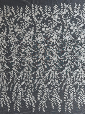 Tulle Brodé de Perles Ivoire - EB1097