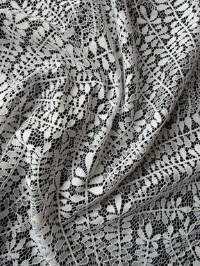 Dentelle à motif de feuilles ivoire - LA1007