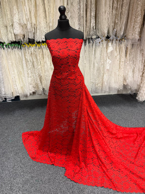 Dentelle florale rouge - P199