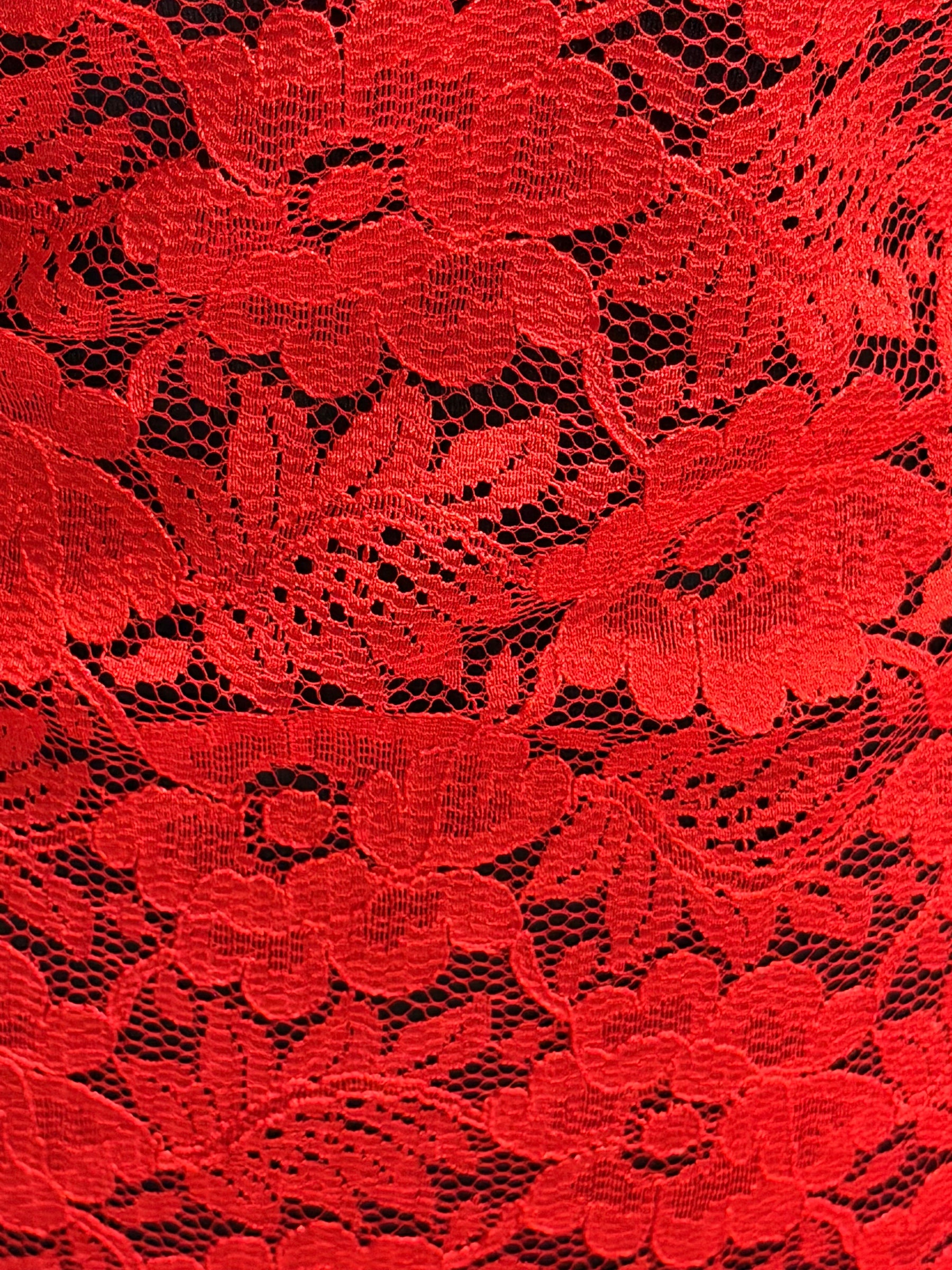 Dentelle florale rouge - P199