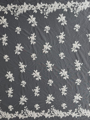 Tulle brodé de perles ivoire - EB1072