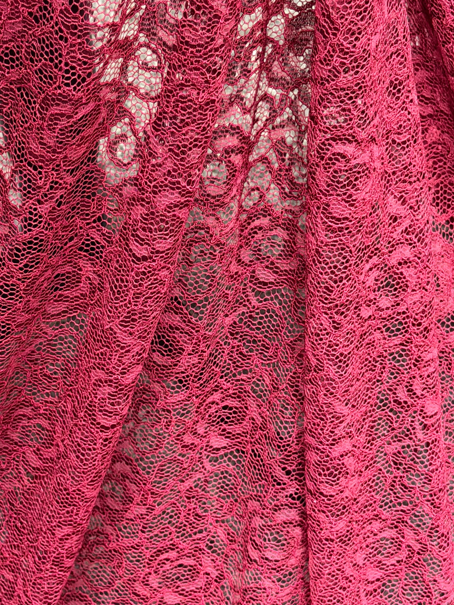 Dentelle extensible cordée lie de vin - P619