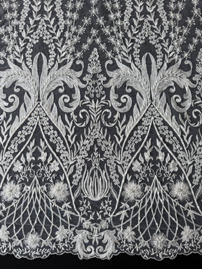 Tulle brodé de perles ivoire - EB1062