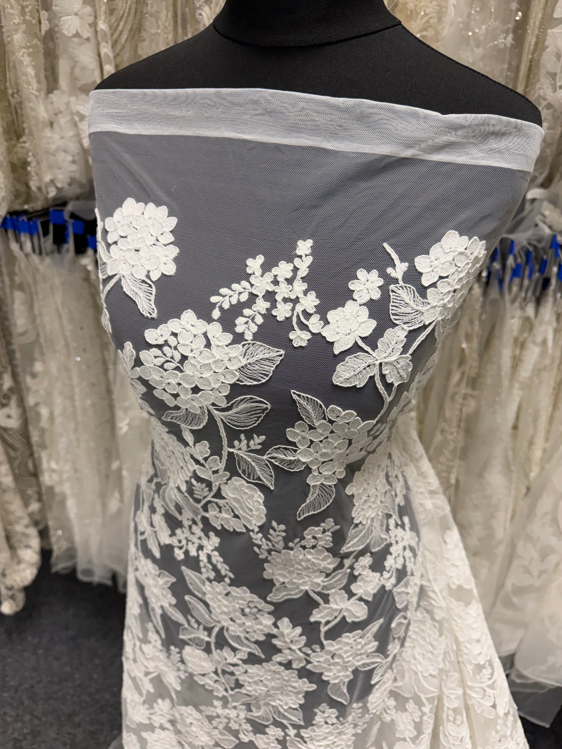 Dentelle brodée avec cordon ivoire italien - Paisley