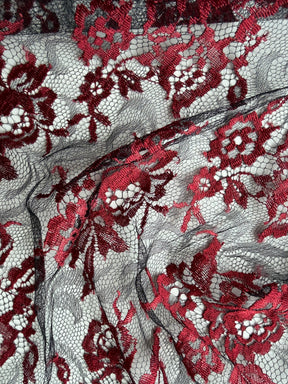 Dentelle Chantilly lie-de-vin et noire - P176