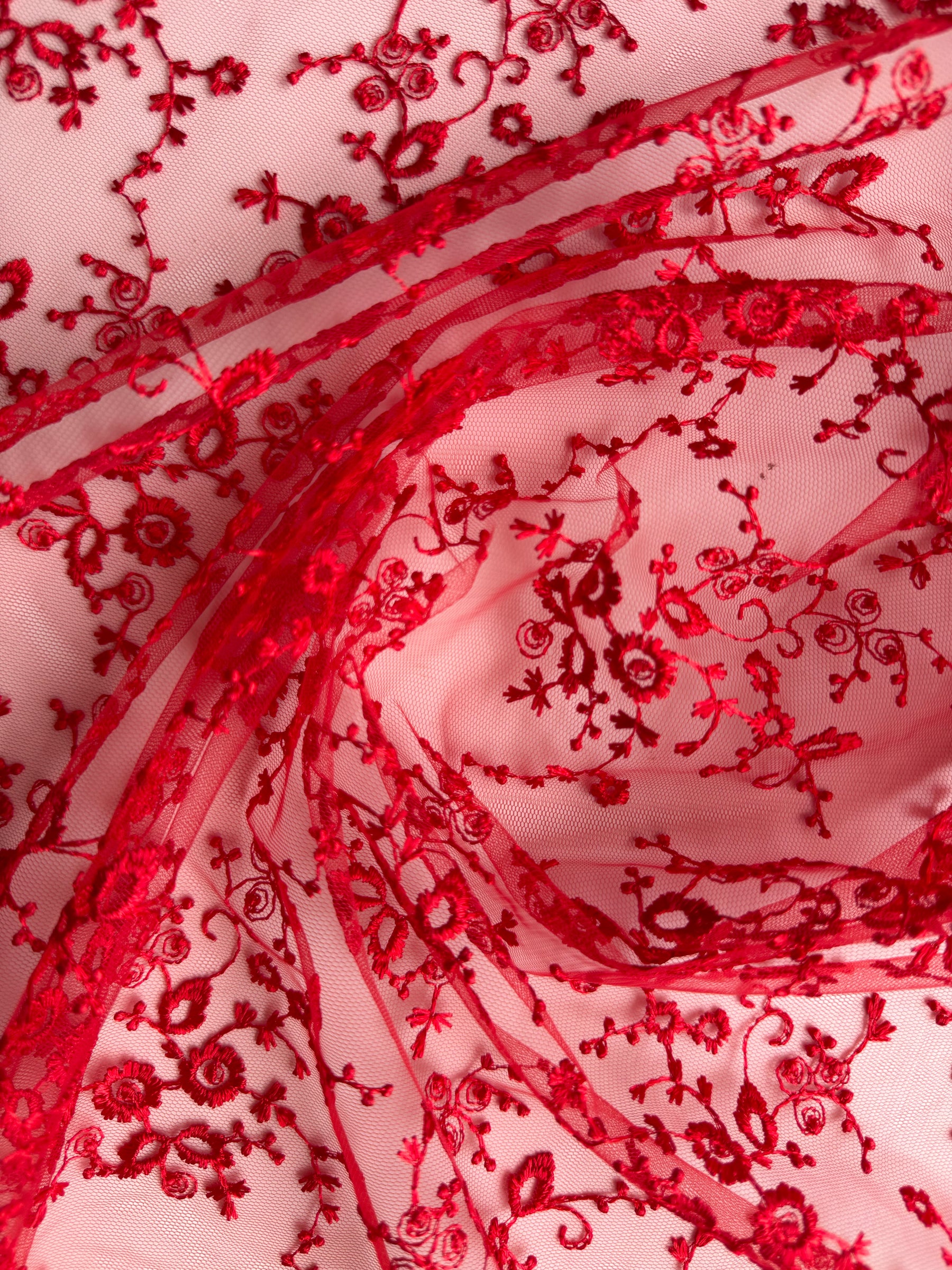 Dentelle brodée rouge - P615