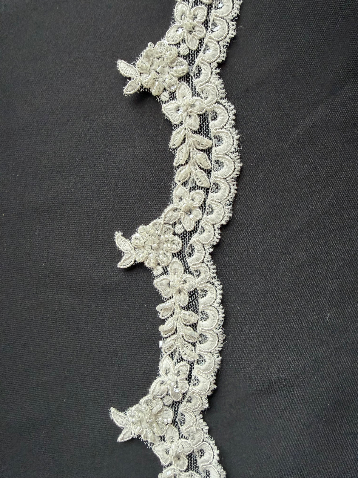 Ivory Beaded Lace Trim -T663