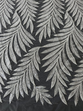 Tulle brodé de perles ivoire - EB1057