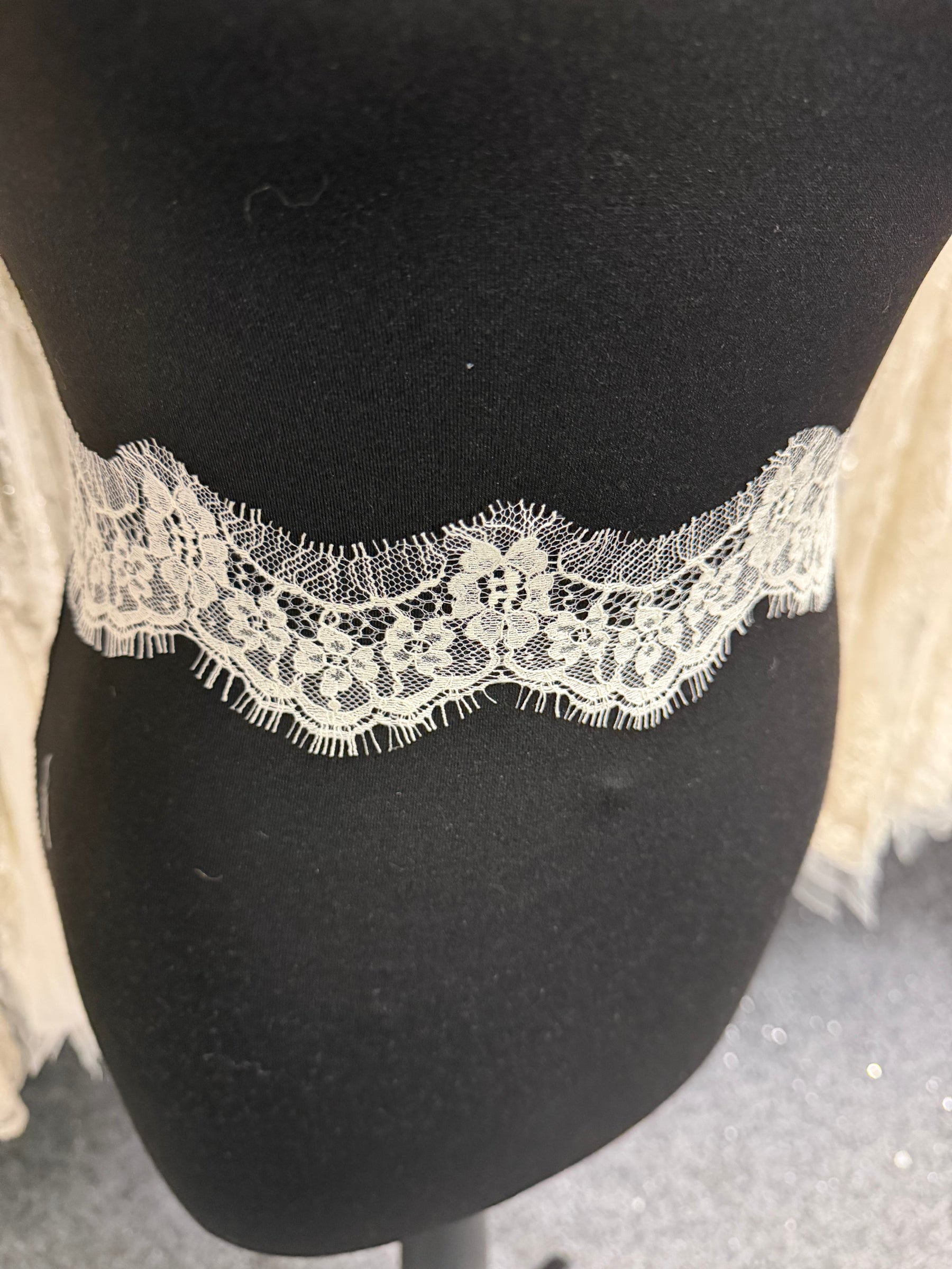 Bordure en dentelle française ivoire - T648