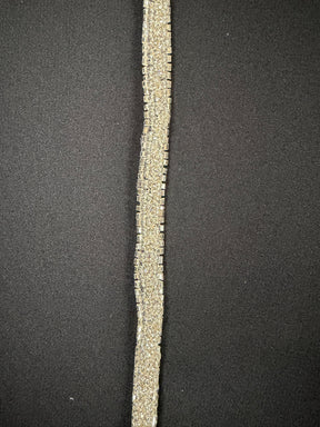 Bordure perlée cristal/cristal argenté - T725