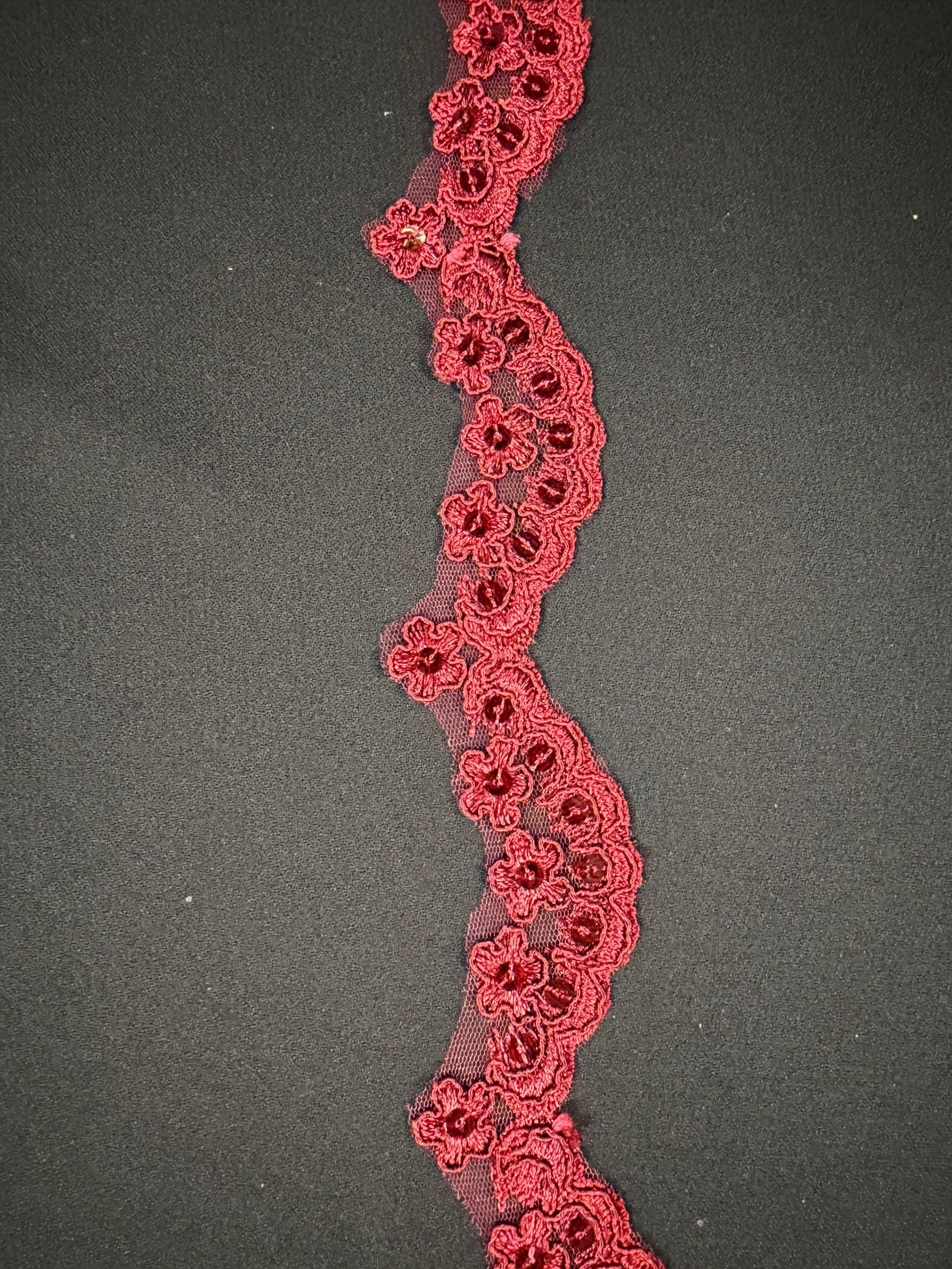 Bordure à sequins cordonnés lie-de-vin - T713