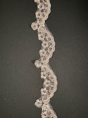 Bordure à paillettes cordée taupe - T713