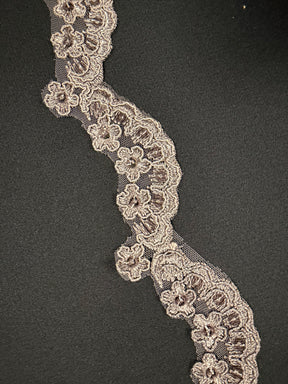 Bordure à paillettes cordée taupe - T713