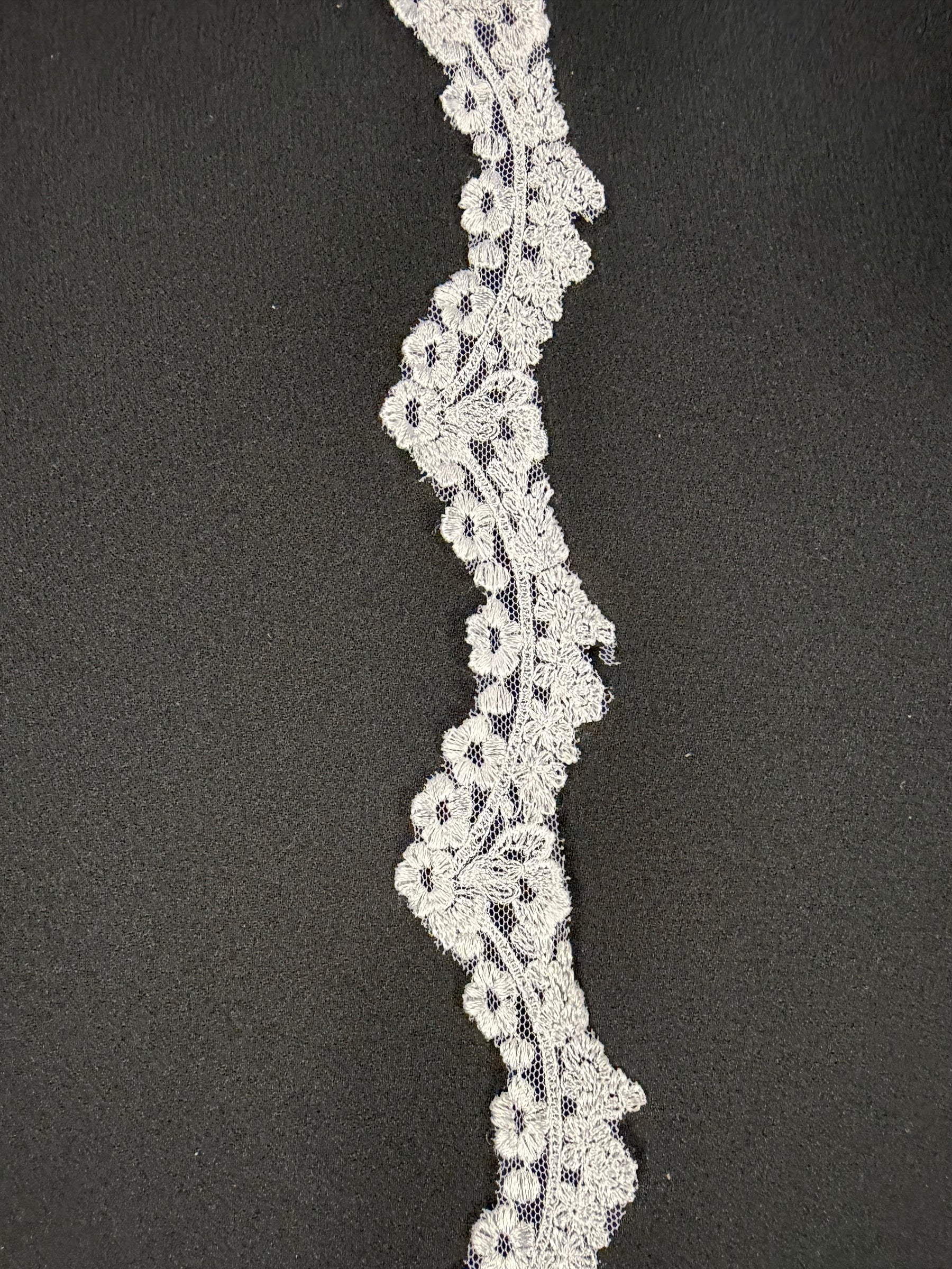Garniture en dentelle brodée blanche - T744