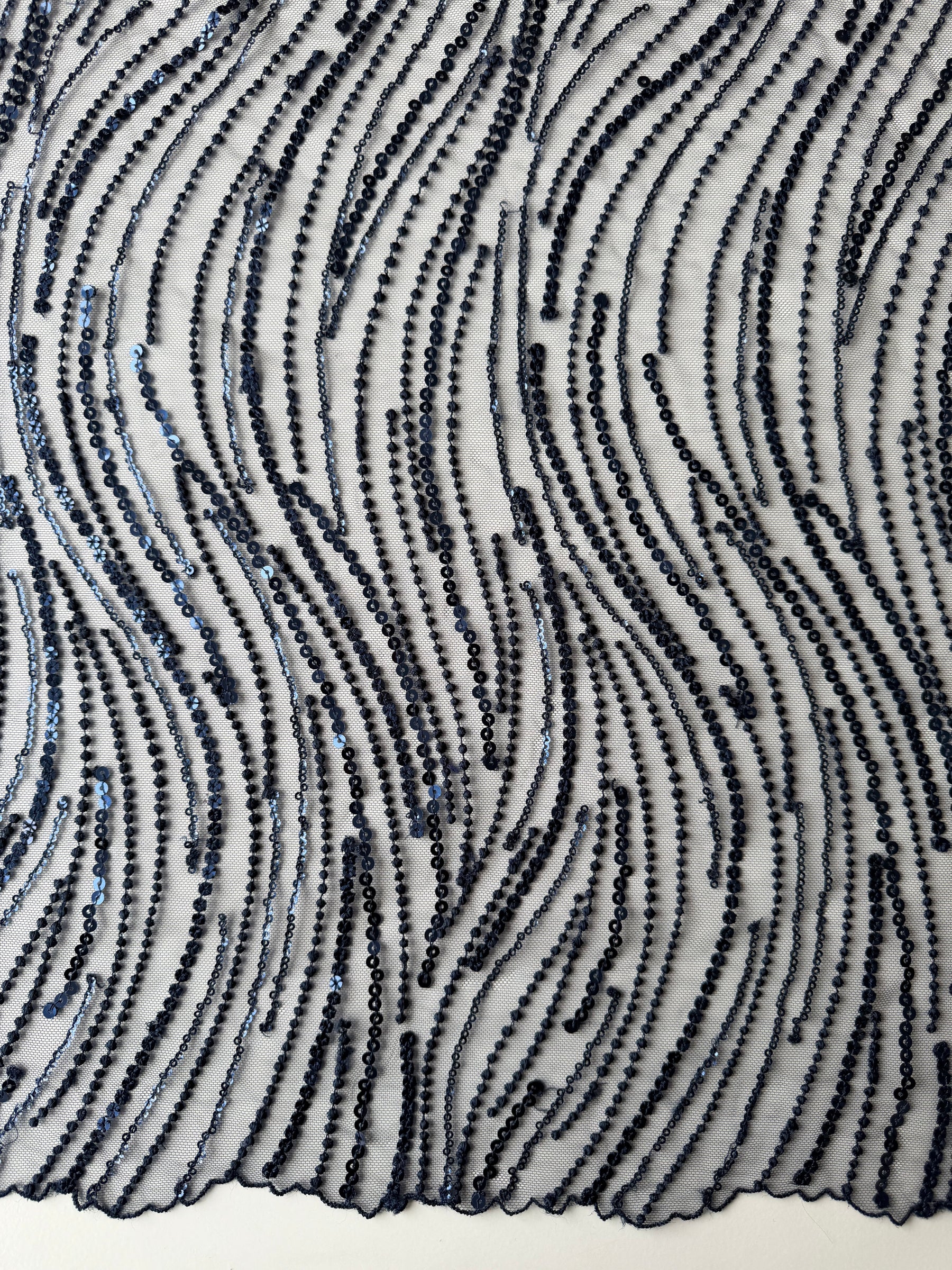 Dentelle à paillettes bleu marine - EB3011