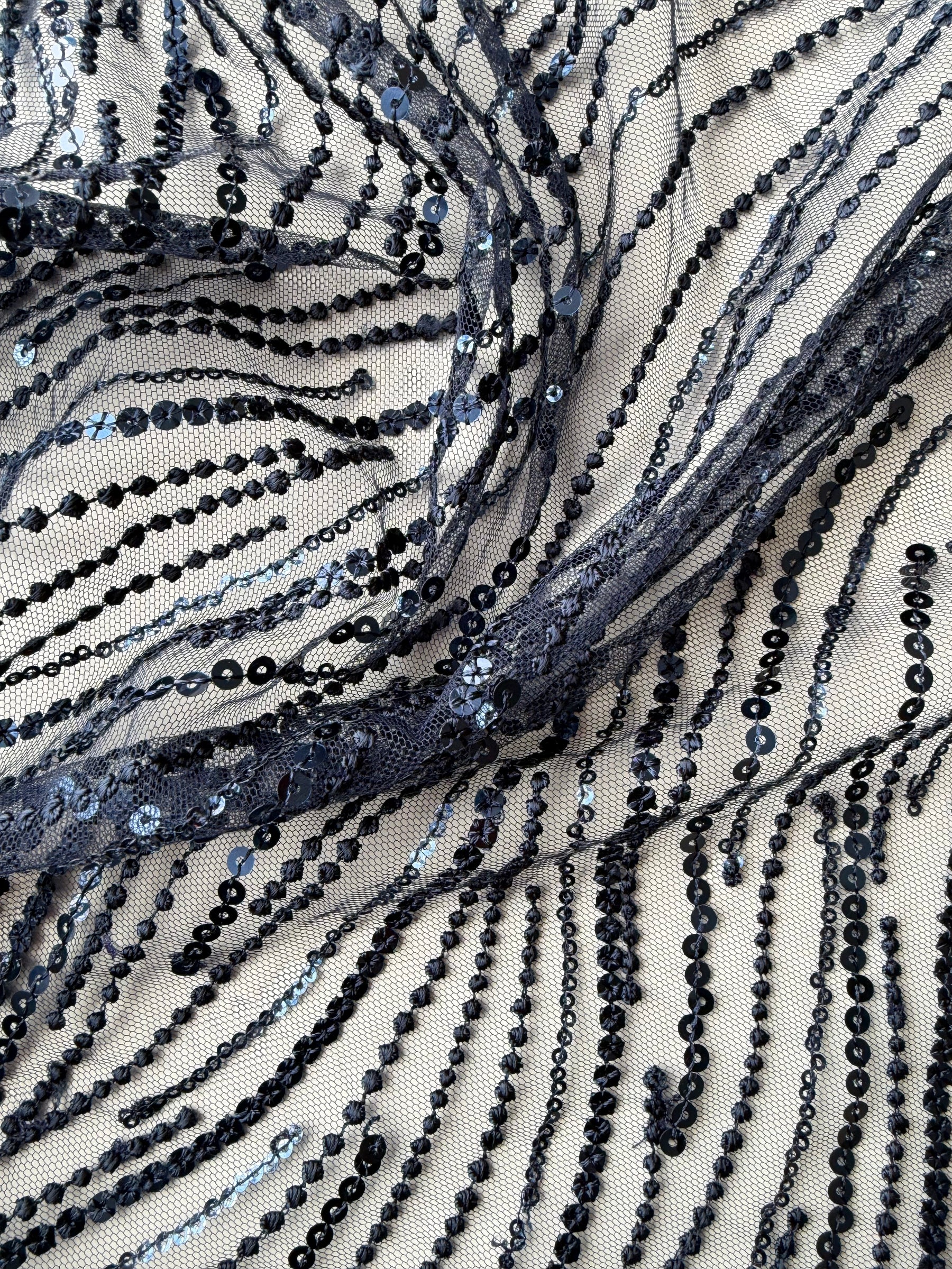 Dentelle à paillettes bleu marine - EB3011