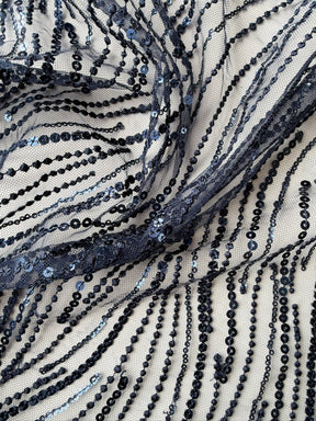 Dentelle à paillettes bleu marine - EB3011