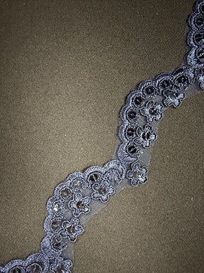 Bordure à paillettes torsadée bleu marine - T713