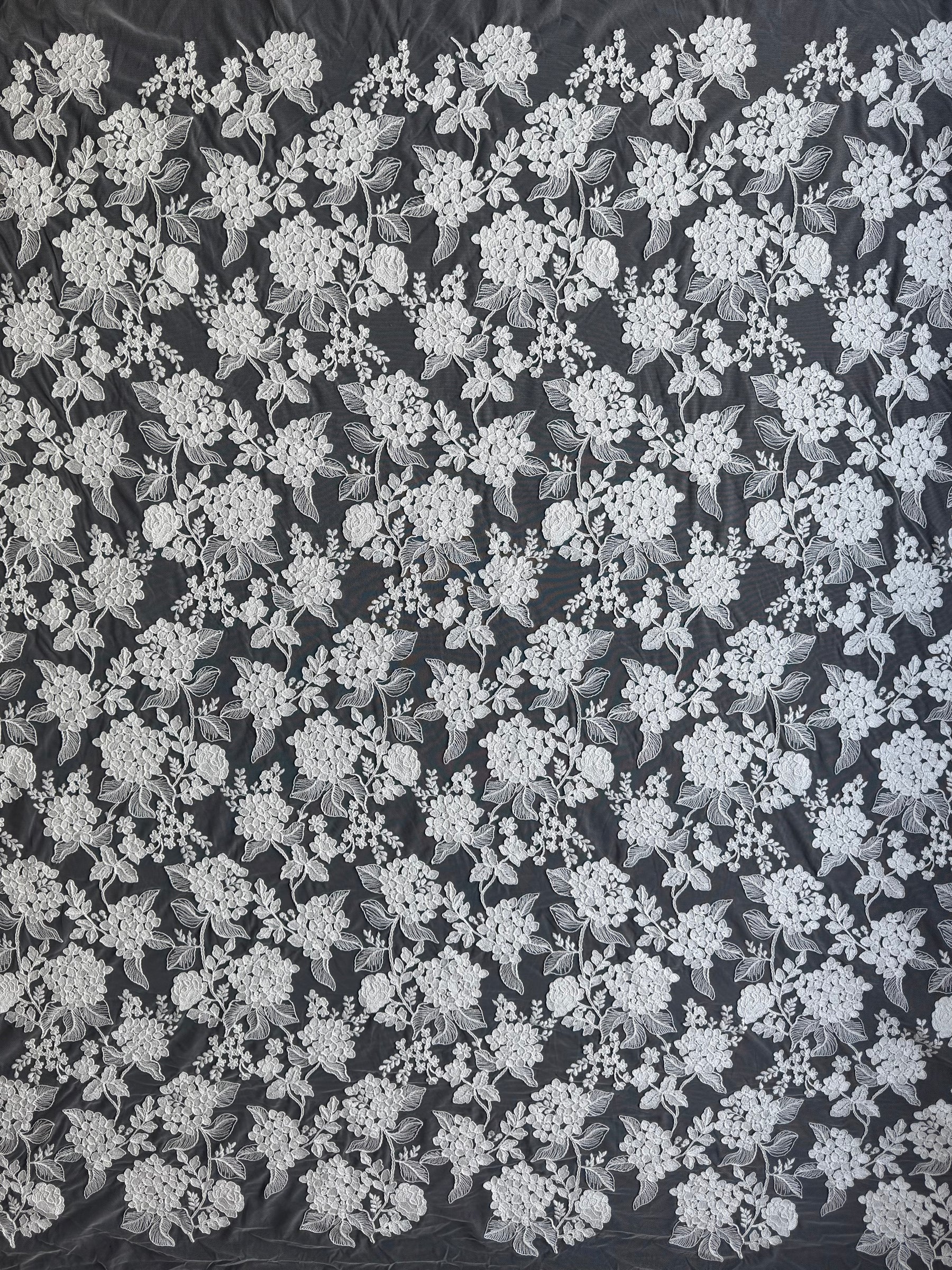 Dentelle brodée avec cordon ivoire italien - Paisley