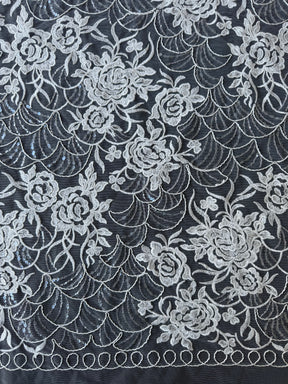 Dentelle Raschel à paillettes ivoire - EB3047