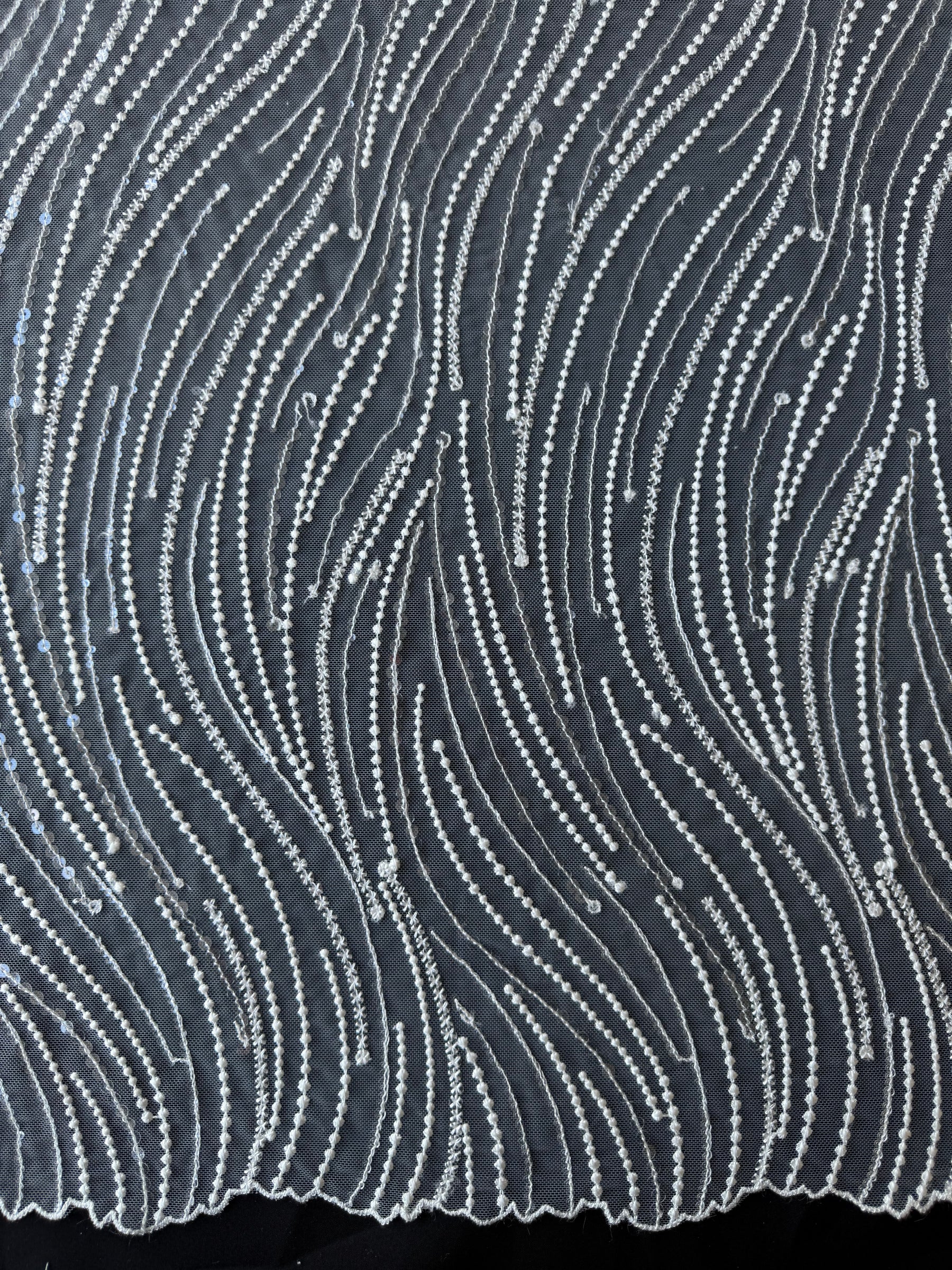 Dentelle à paillettes ivoire - EB3011