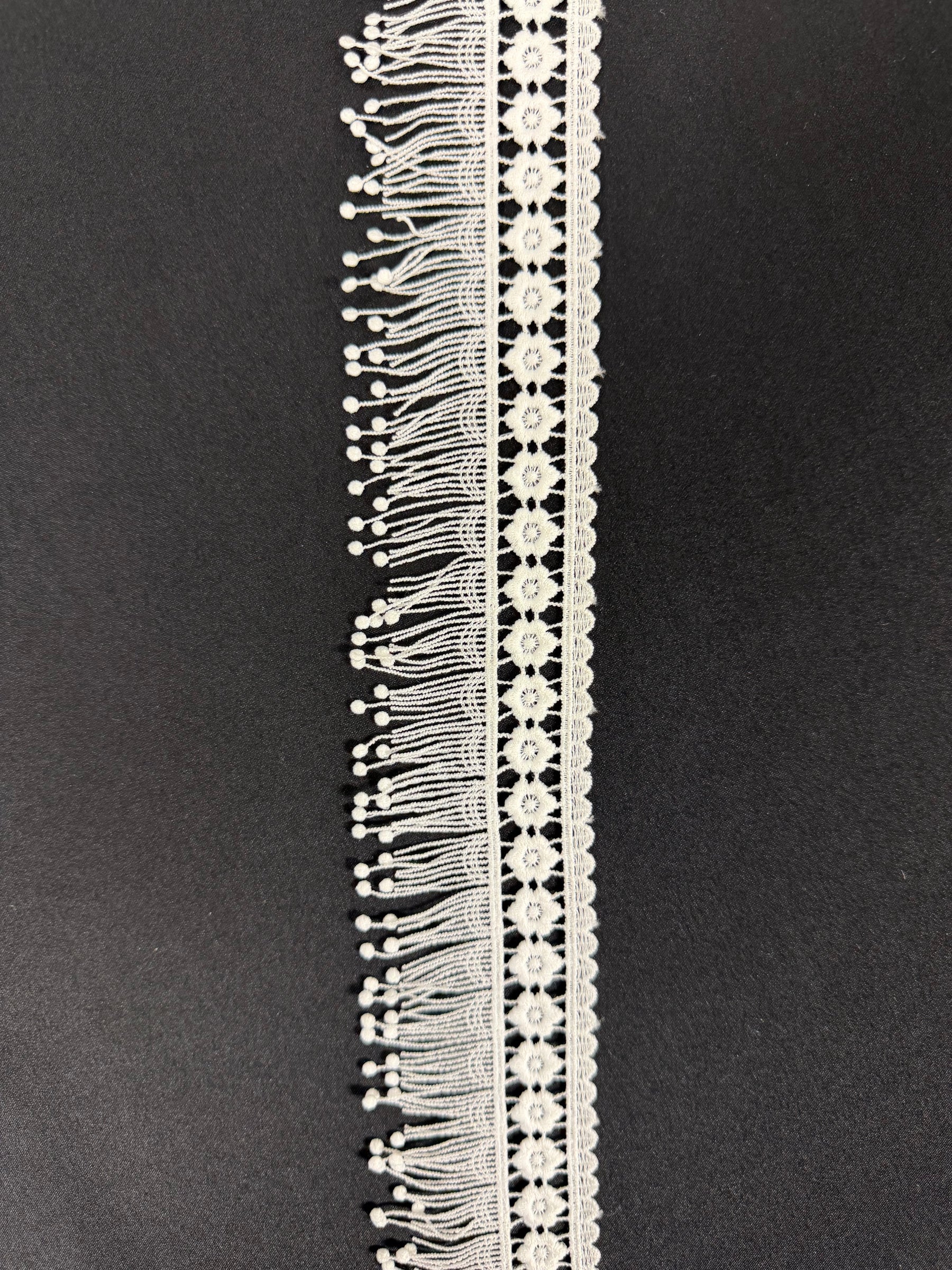 Bordure en dentelle guipure frangée ivoire - EH4008