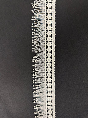 Bordure en dentelle guipure frangée ivoire - EH4008