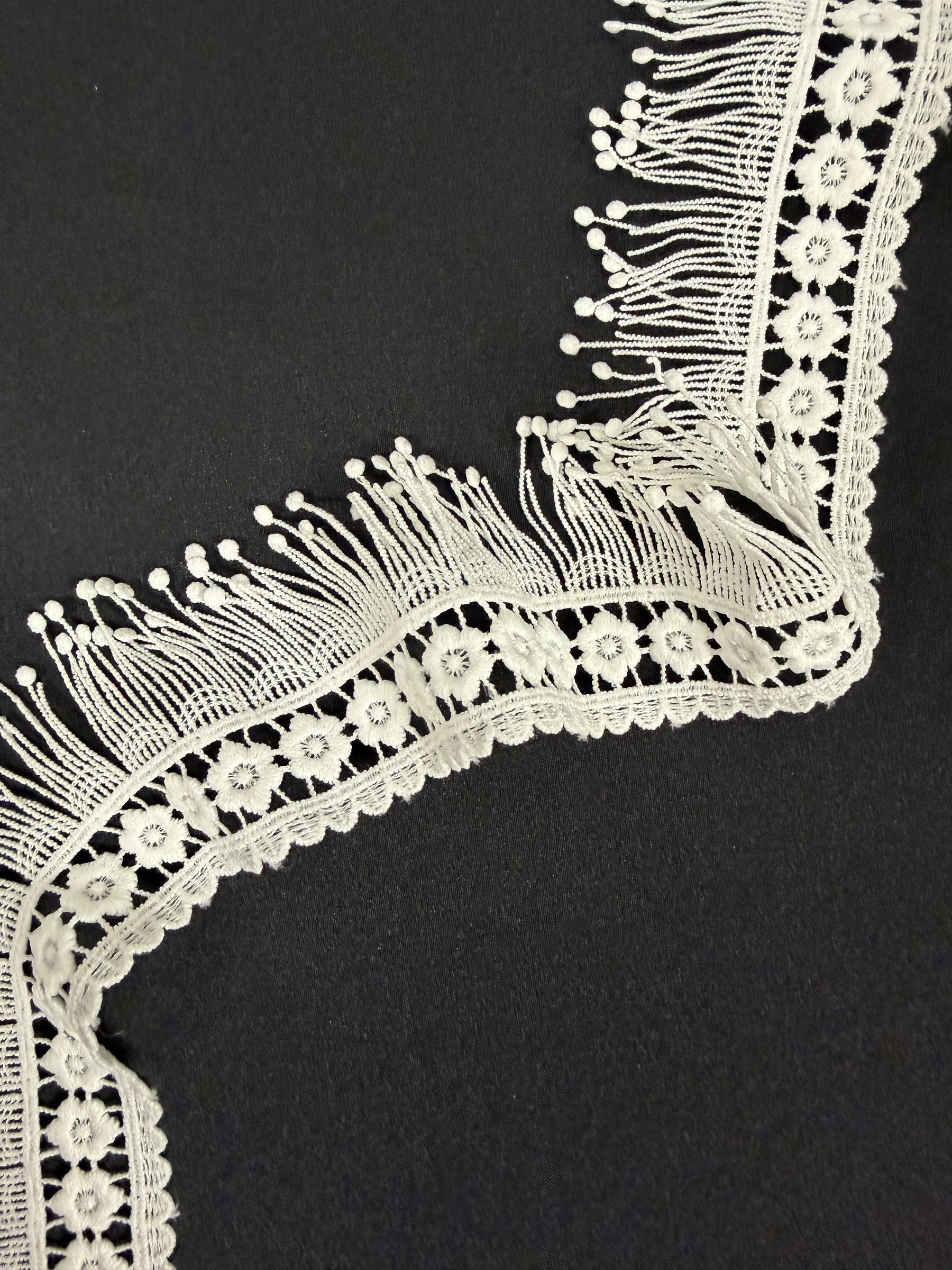 Bordure en dentelle guipure frangée ivoire - EH4008