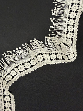 Bordure en dentelle guipure frangée ivoire - EH4008