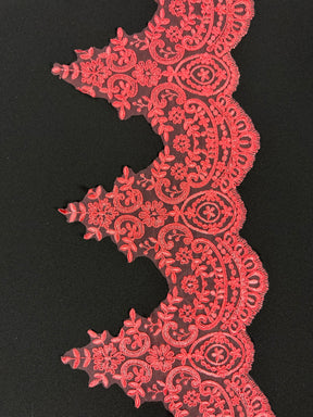 Passementerie en dentelle festonnée corail - T623