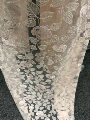 Dentelle brodée rose coquillage - EB5042