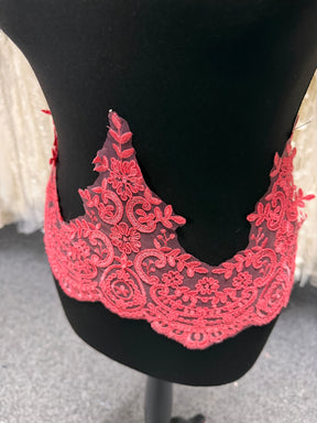 Passementerie en dentelle festonnée corail - T623