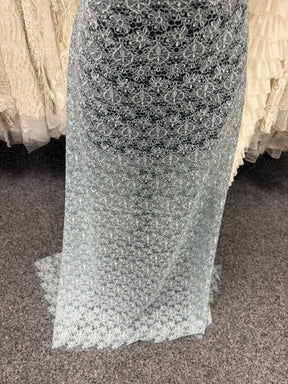 Dentelle brodée couleur œuf de canard - EB5010