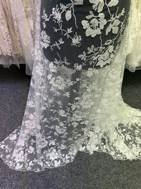 Dentelle florale à paillettes ivoire - EB3019