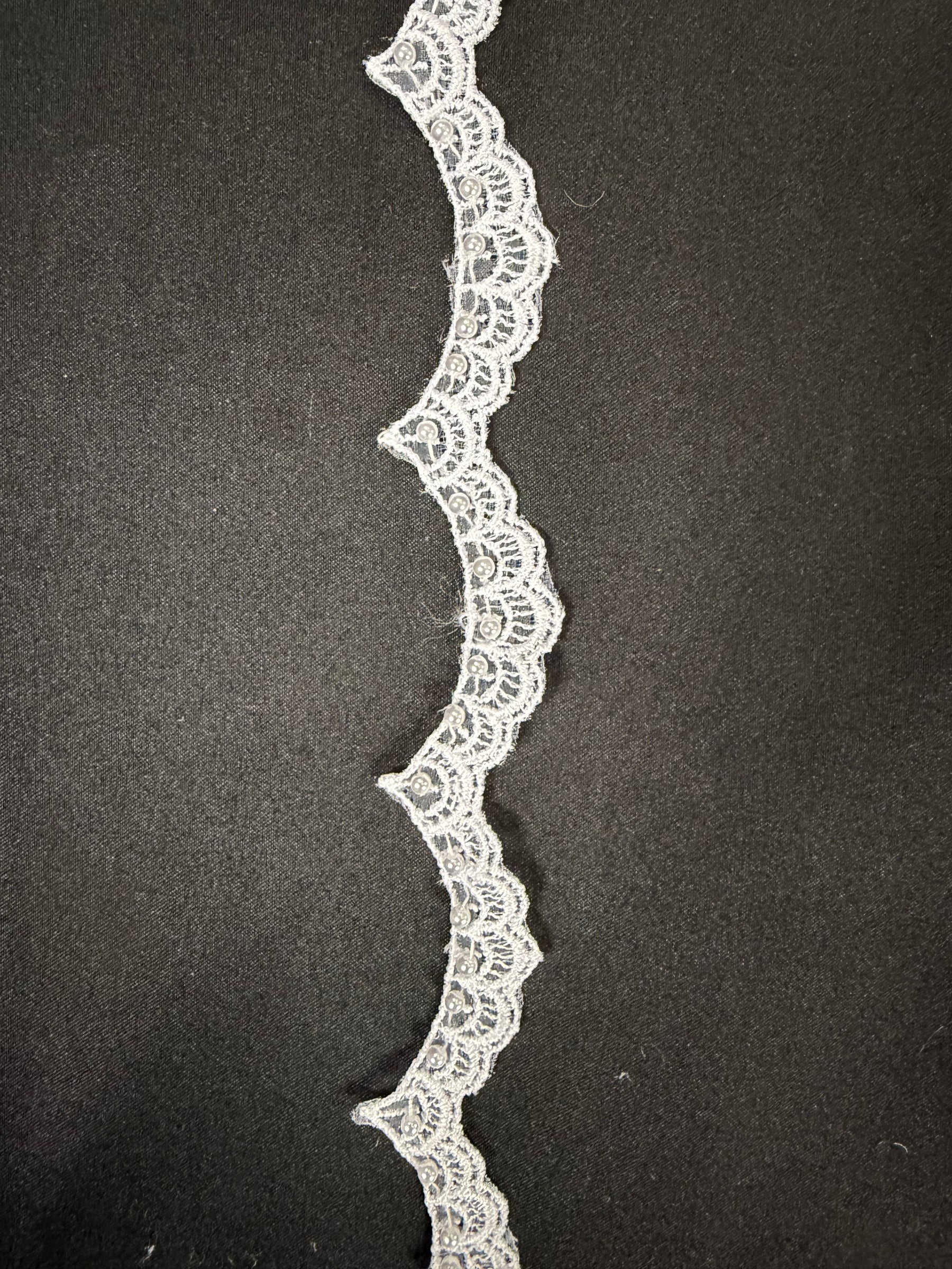 Galon de dentelle perlée blanche - T17