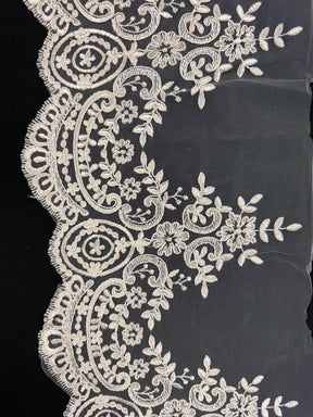 Garniture en dentelle cordée rose coquillage - T623