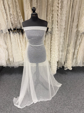 Dentelle Raschel à paillettes ivoire - EB3046