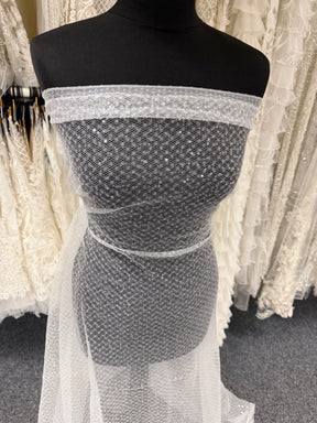 Dentelle Raschel à paillettes ivoire - EB3046