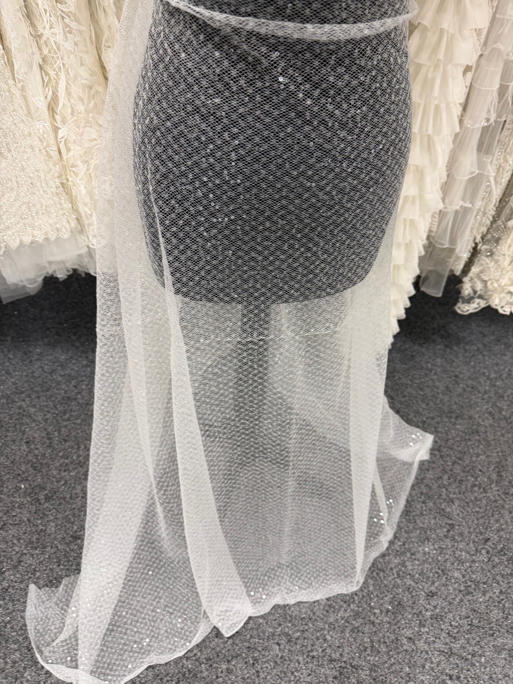 Dentelle Raschel à paillettes ivoire - EB3046