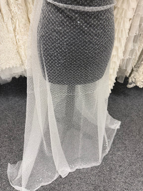 Dentelle Raschel à paillettes ivoire - EB3046