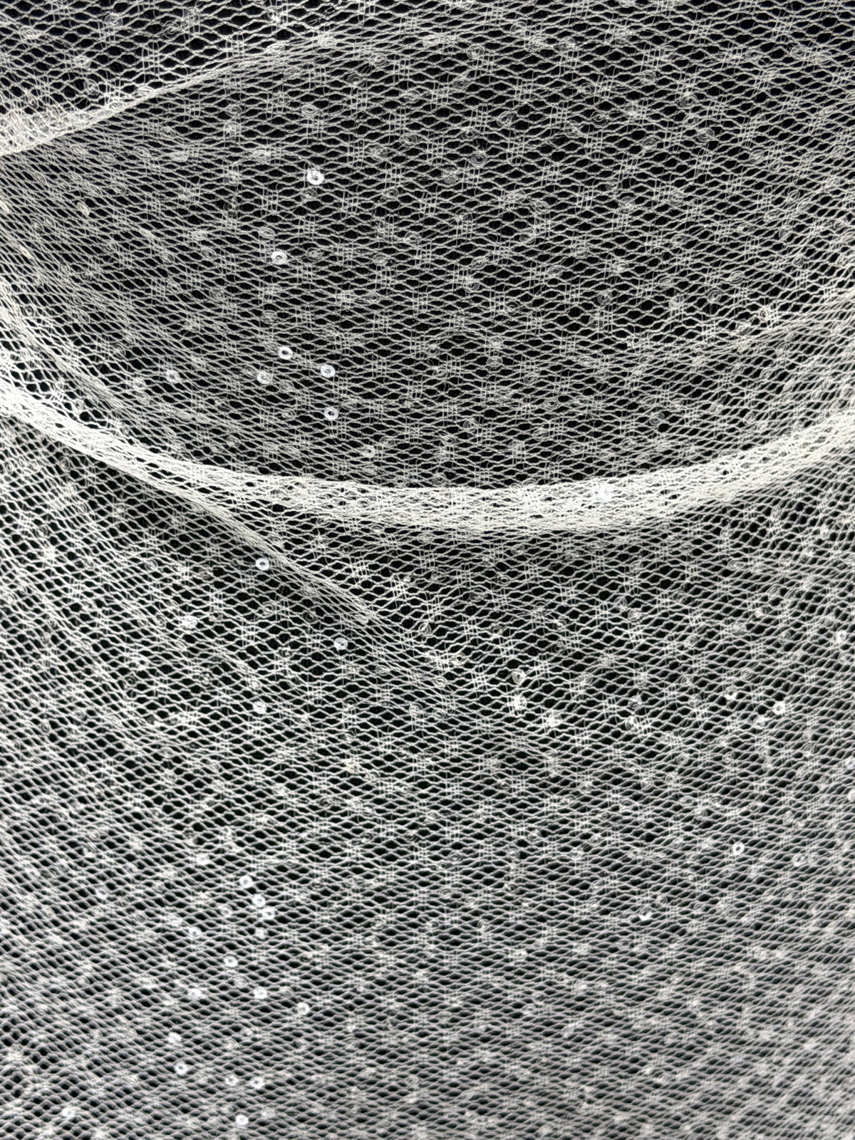 Dentelle Raschel à paillettes ivoire - EB3046