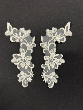 Applications en dentelle d'organza ivoire - T108