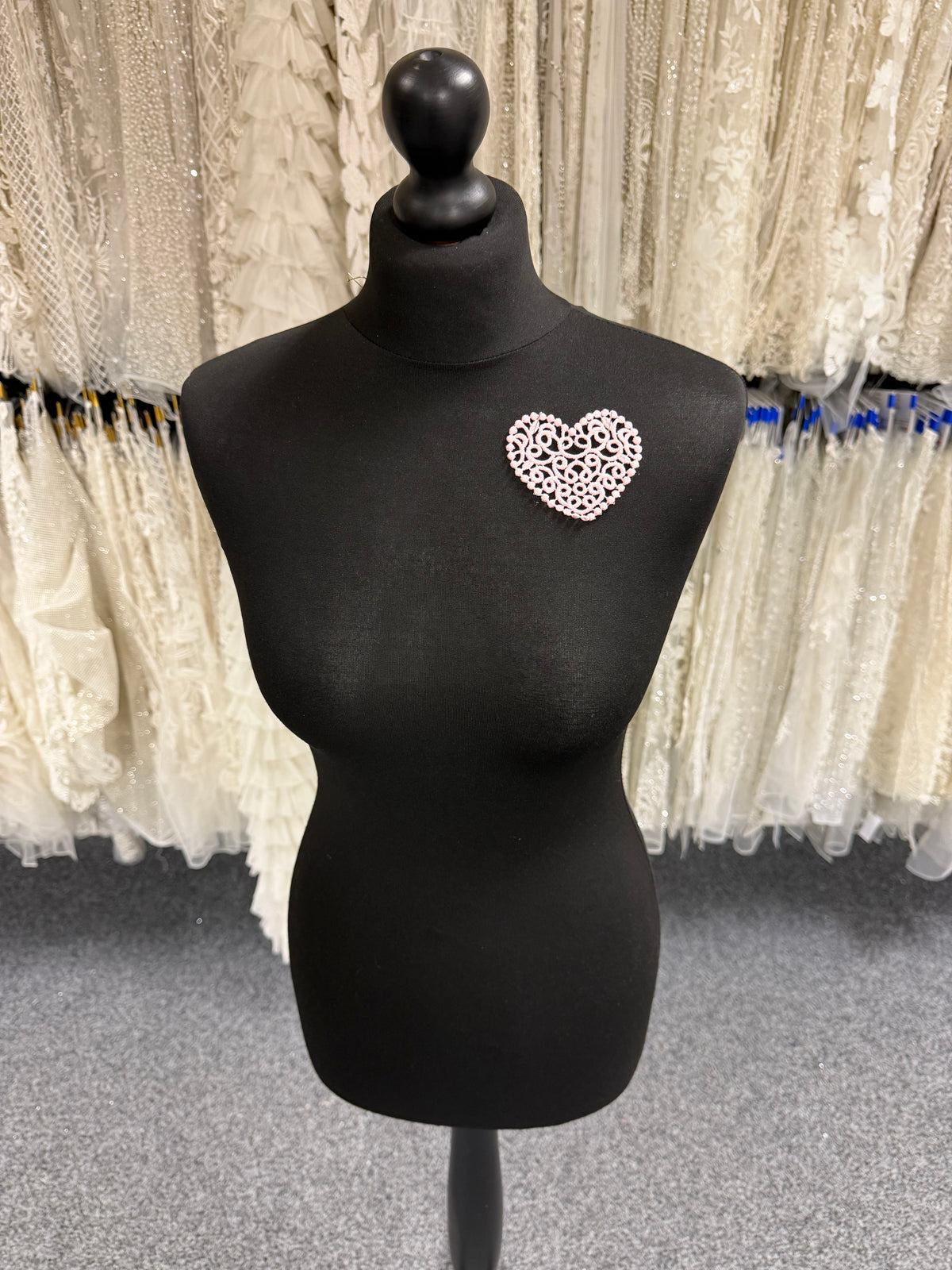 Application Cœur Brodé Rose - T950