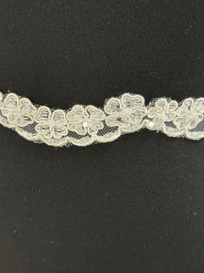 Bordure en dentelle ivoire perlée et cordée - Nimble