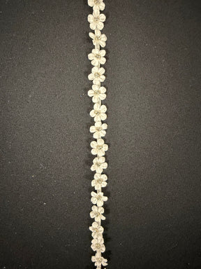 Fleur 3D en satin ivoire avec bordure en cristal - EH1019