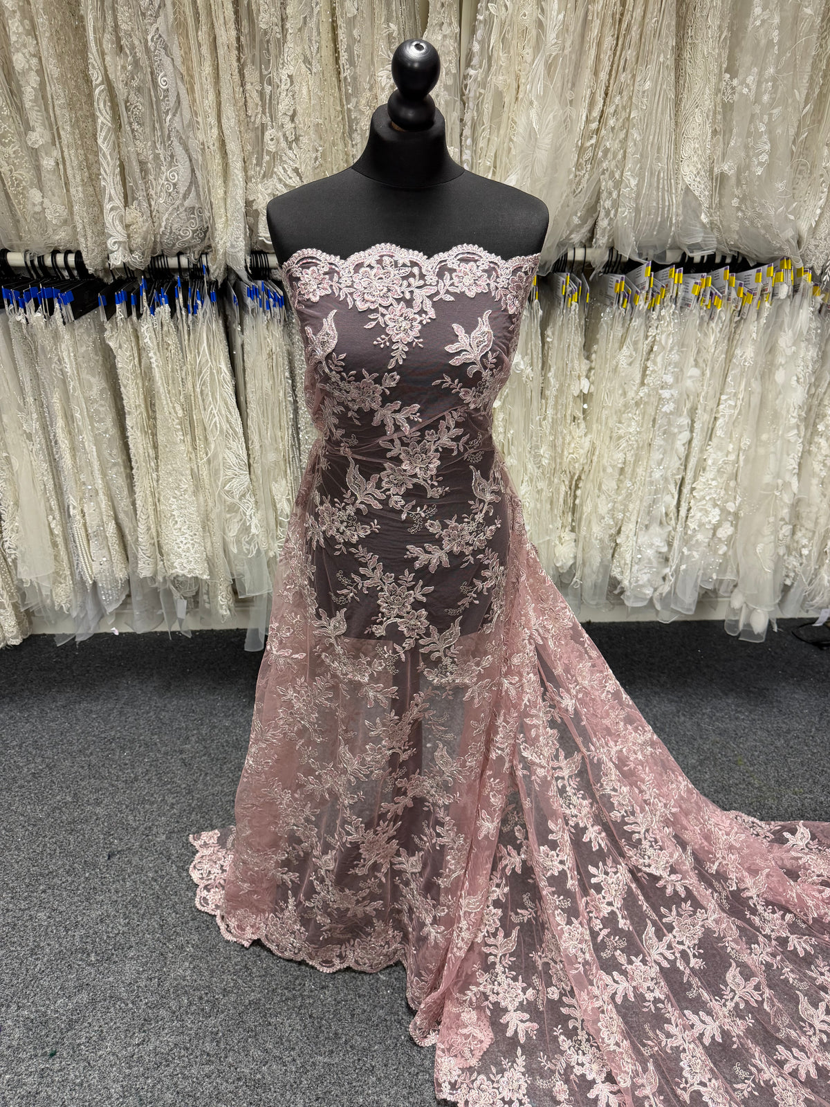 Pink and Silver Corded Lace - P816